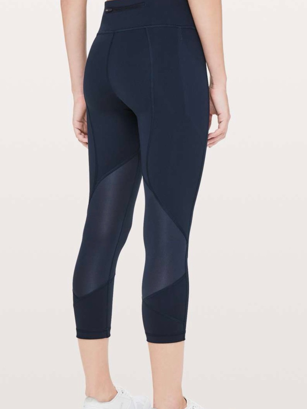 Pace Rival Crop High-Rise Navy Mesh-Panel Crop Leggings